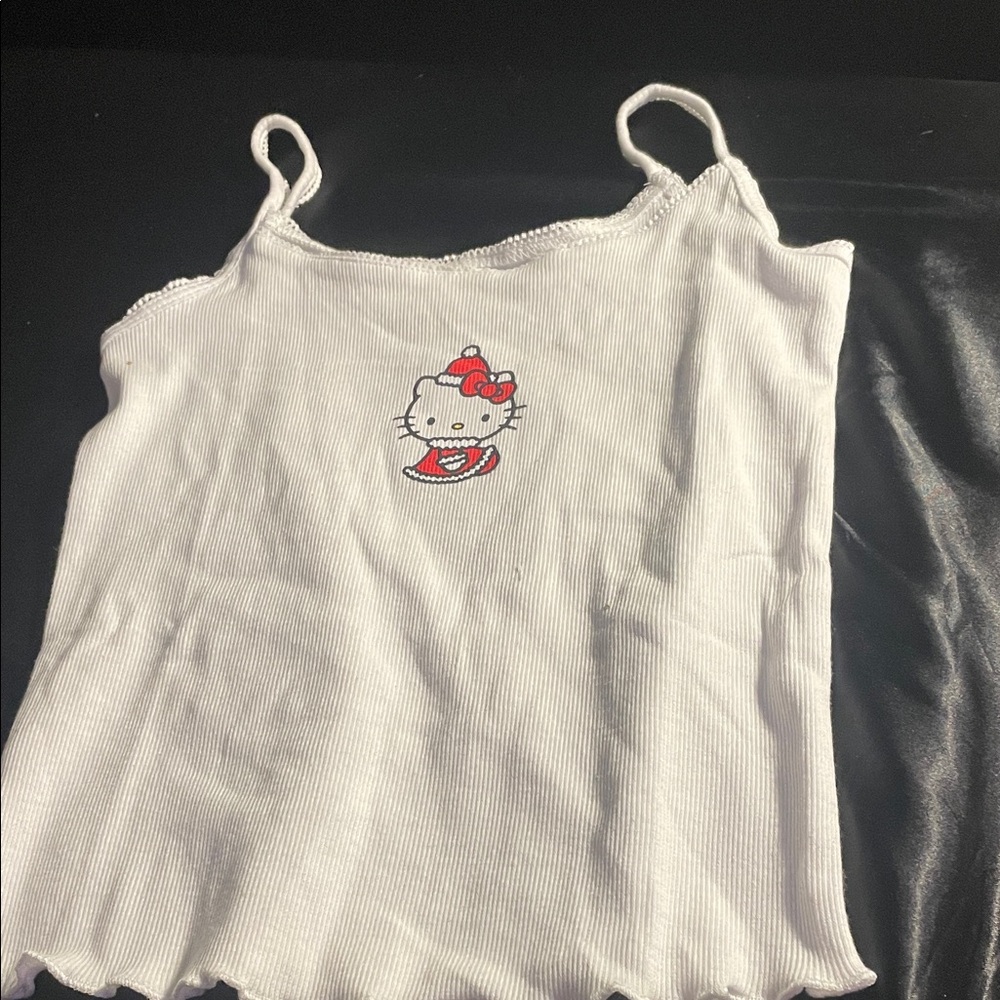 Aeropostale White Tank Top with red Christmas hello kitty design